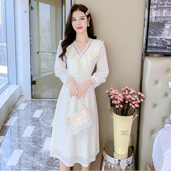 casual dresses elegant style women ruffled lace v-neck fashion french fairy romantic dress vestido mii autumn, Black;gray
casual dresses elegant style women ruffled lace v-neck fashion french fairy romantic dress vestido mii autumn, Black;gray