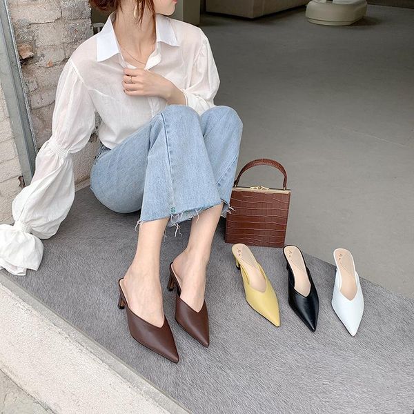 fashion women slippers pointed toe high heels slides mules shoes yellow brown summer sandals casual pumps slip on, Black
fashion women slippers pointed toe high heels slides mules shoes yellow brown summer sandals casual pumps slip on, Black