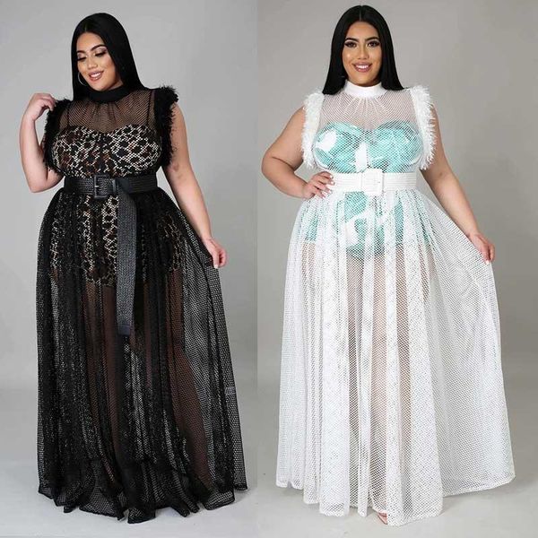 casual dresses women summer 2021 plus size net yarn perspective maxi long dress hollow out sleeveless party 2 piece set lady, Black;gray
casual dresses women summer 2021 plus size net yarn perspective maxi long dress hollow out sleeveless party 2 piece set lady, Black;gray