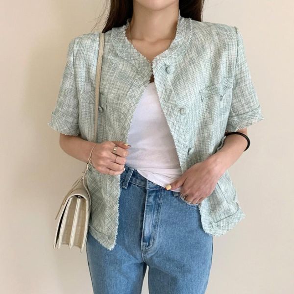 summer elegant tweed jacket womens vinatge short sleeve korean fashion single-breasted casual female women's jackets, Black;brown
summer elegant tweed jacket womens vinatge short sleeve korean fashion single-breasted casual female women's jackets, Black;brown