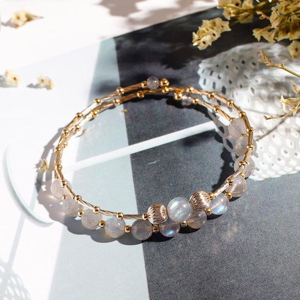beaded, strands women natural moonstone crystal bracelet gray double layer gold plated fashion personality jewelry gift, Black
beaded, strands women natural moonstone crystal bracelet gray double layer gold plated fashion personality jewelry gift, Black