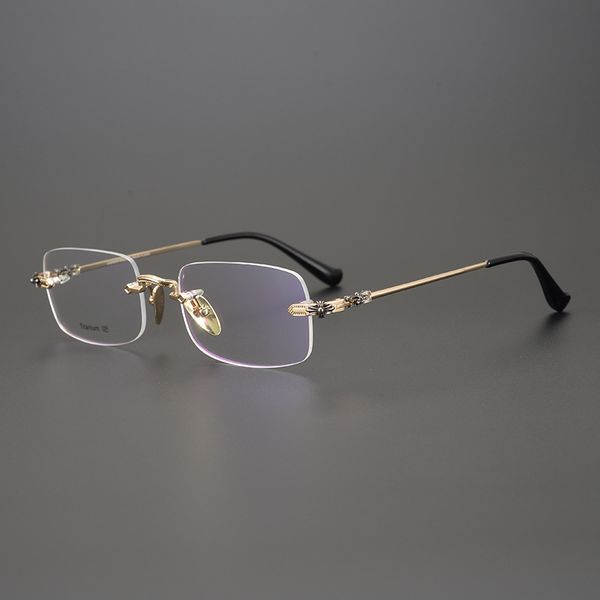 pencro frameless spectacle frame pure titanium square men's style can be matched with myopia, size face, business gold, White;black
pencro frameless spectacle frame pure titanium square men's style can be matched with myopia, size face, business gold, White;black