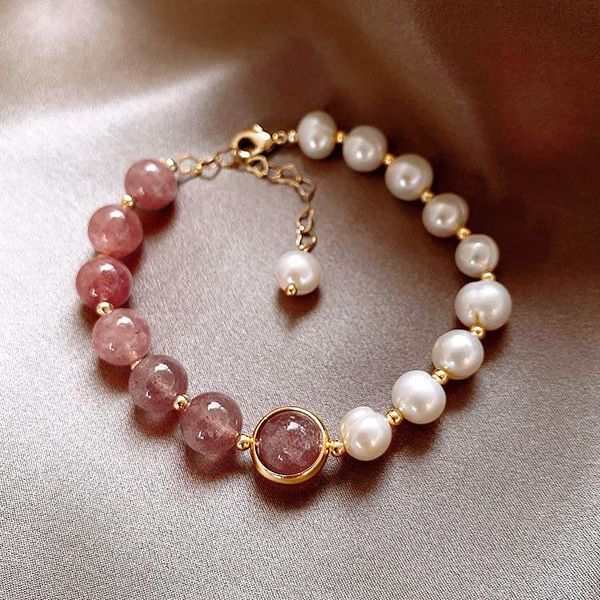 original design natural strawberry crystal bracelet baroque pearl girl for women fashion casual jewelry charm bracelets, Golden;silver
original design natural strawberry crystal bracelet baroque pearl girl for women fashion casual jewelry charm bracelets, Golden;silver