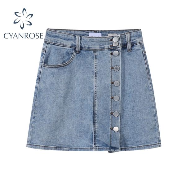 summer women's ligh blue denim short skirts korean streetwear vintage high waist button female casual jean 210515, Black
summer women's ligh blue denim short skirts korean streetwear vintage high waist button female casual jean 210515, Black