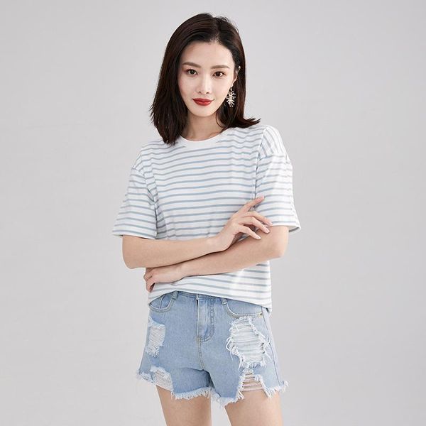 women's t-shirt 2021 summer fashion loose casual temperament korean striped short-sleeved round neck ladies a012, White
women's t-shirt 2021 summer fashion loose casual temperament korean striped short-sleeved round neck ladies a012, White