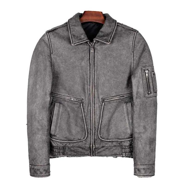 men's leather & faux 2021 vintage grey genuine jacket men military style plus size 4xl real natural cowhide autumn slim fit aviation co, Black
men's leather & faux 2021 vintage grey genuine jacket men military style plus size 4xl real natural cowhide autumn slim fit aviation co, Black