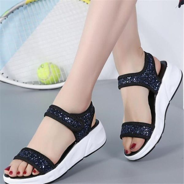 dress shoes summer thick-soled sequins women's sandals comfortable flat beach simple fashion wild, Black
dress shoes summer thick-soled sequins women's sandals comfortable flat beach simple fashion wild, Black
