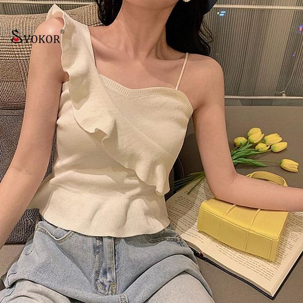 summer tank women ruffled knit slim fit bottoming shirt camisole women's tanks & camis, White
summer tank women ruffled knit slim fit bottoming shirt camisole women's tanks & camis, White