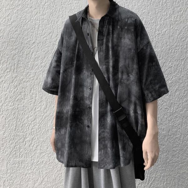 men's casual shirts summer cotton short-sleeved fashion retro men streetwear korean loose tie-dye mens -xl, White;black
men's casual shirts summer cotton short-sleeved fashion retro men streetwear korean loose tie-dye mens -xl, White;black