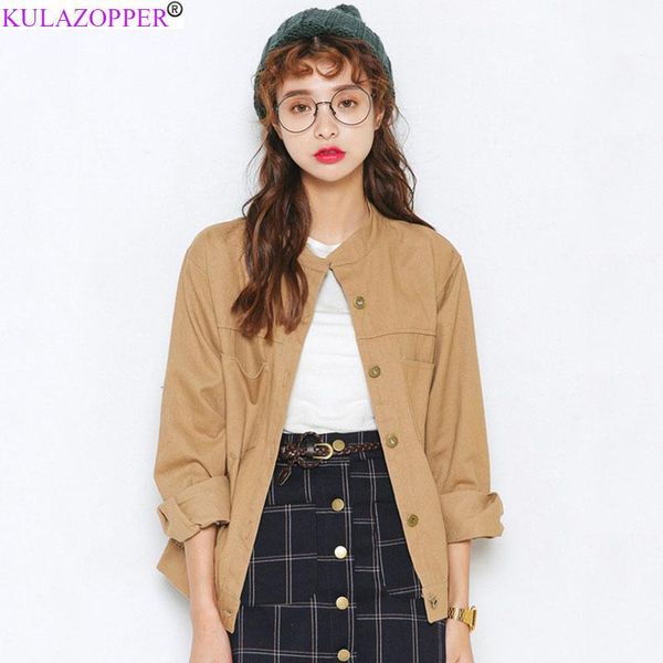 women's jackets kulazopper chic retro tooling jacket female student 2021 spring korean loose wild college wind short woman coats zs704, Black;brown
women's jackets kulazopper chic retro tooling jacket female student 2021 spring korean loose wild college wind short woman coats zs704, Black;brown