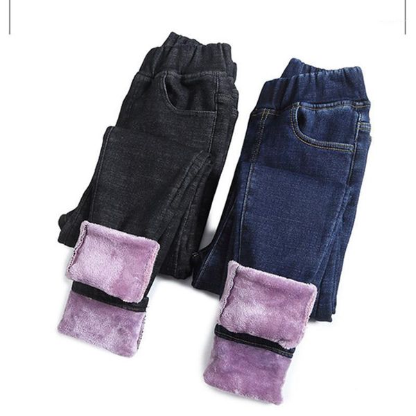 women's jeans denim long elasticity slim fit wearing pants winter plus velvet warm high waist thickened, Blue
women's jeans denim long elasticity slim fit wearing pants winter plus velvet warm high waist thickened, Blue