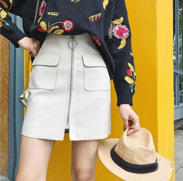 summer pu leather mini with women skirt pockets a line package hip high waist clothing ns8933, Black
summer pu leather mini with women skirt pockets a line package hip high waist clothing ns8933, Black