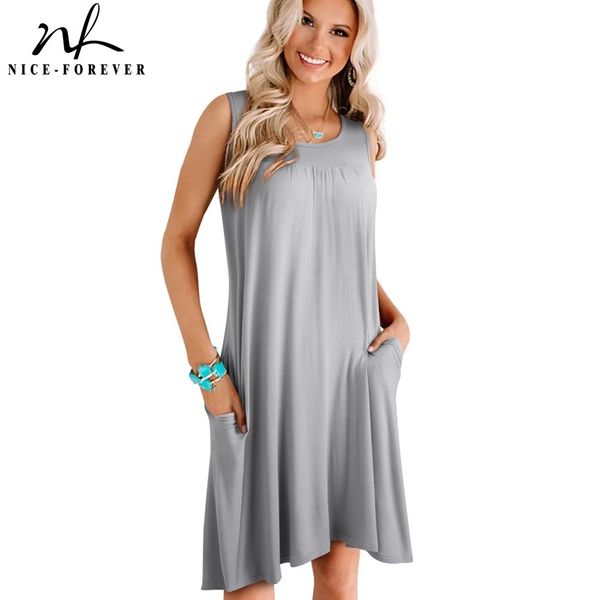 nice-forever summer basic pure color sleeveless dresses straight shift loose women casual dress a219 210419, White
nice-forever summer basic pure color sleeveless dresses straight shift loose women casual dress a219 210419, White