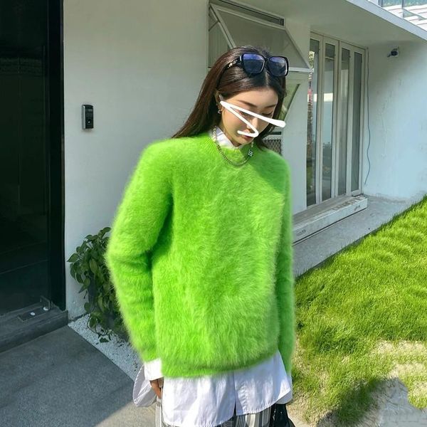 women's sweaters european loose outer women sweater round neck 100% mink cashmere plush warm soft pullover fluffy jns044, White;black
women's sweaters european loose outer women sweater round neck 100% mink cashmere plush warm soft pullover fluffy jns044, White;black