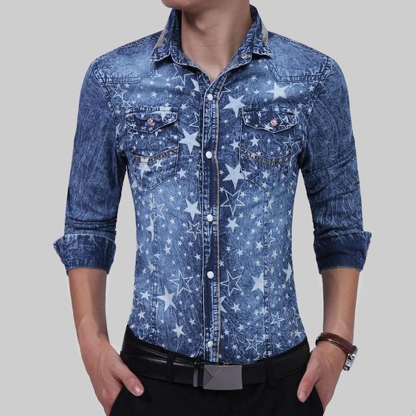 men's jackets five fashion pointed star printed denim shirt youth floral, Black;brown
men's jackets five fashion pointed star printed denim shirt youth floral, Black;brown