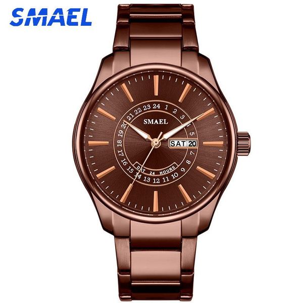 wristwatches smael luxury business quartz watches men's gold watch fashion wrist chronograph male clock metal man casual brand, Slivery;brown
wristwatches smael luxury business quartz watches men's gold watch fashion wrist chronograph male clock metal man casual brand, Slivery;brown