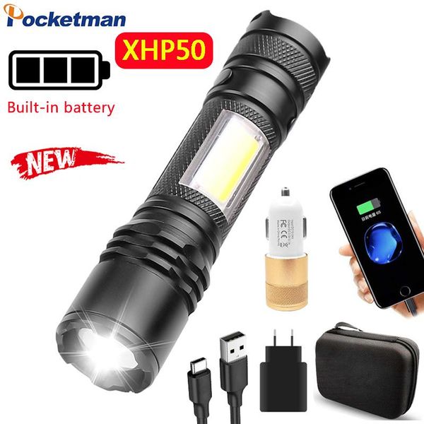 flashlights torches 50000lm xhp50 with built-in battery cob led waterproof torch lantern pen clip zoomable
flashlights torches 50000lm xhp50 with built-in battery cob led waterproof torch lantern pen clip zoomable