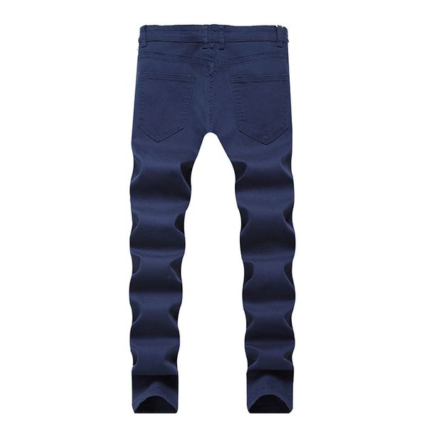 new men skinny denim casual jeans many pure color straight pants mid waist high quality, Blue
new men skinny denim casual jeans many pure color straight pants mid waist high quality, Blue
