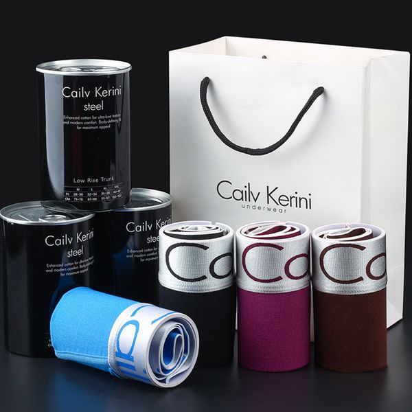 cai kerini canned modal high elastic underwear men's youth boxer fashion, White;black
