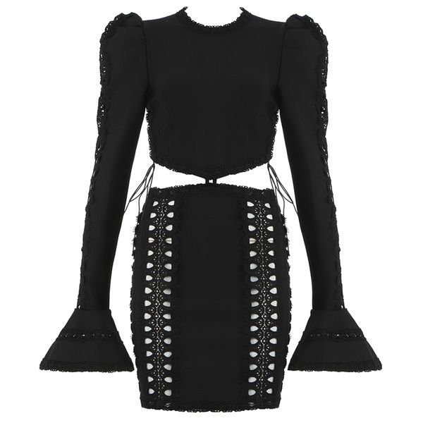 bandage dress women elegant hollow out black white long sleeve ladies clothing bodycon dresses 210515, Black;gray
bandage dress women elegant hollow out black white long sleeve ladies clothing bodycon dresses 210515, Black;gray