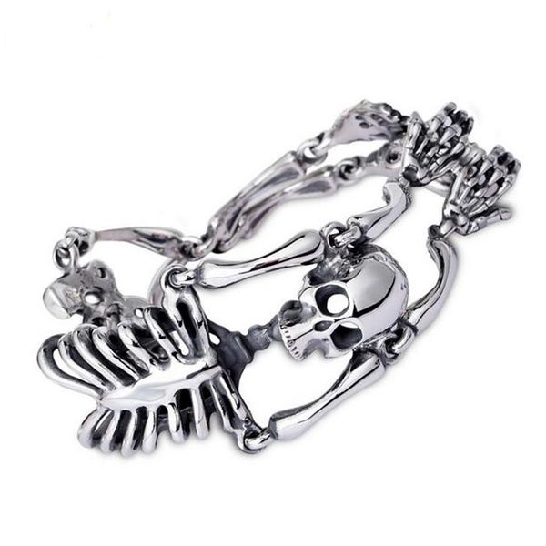 link, chain 21cm punk rock gothic skull bracelet stainless steel body link cool men male biker jewelry mens bracelets, Black
link, chain 21cm punk rock gothic skull bracelet stainless steel body link cool men male biker jewelry mens bracelets, Black