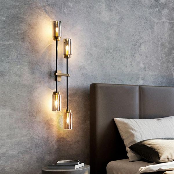 postmodern living room background wall lamp bedroom bedside study corridor copper double head smoke gray glass
postmodern living room background wall lamp bedroom bedside study corridor copper double head smoke gray glass