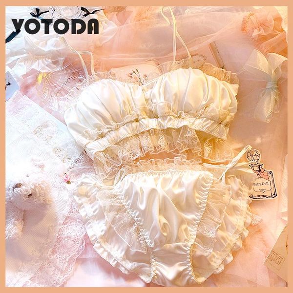 bras sets women satin bra briefs set sweet lace embroidery lingerie girls lolita underwear comfortable wire bralettle ruffles brassie, Red;black
bras sets women satin bra briefs set sweet lace embroidery lingerie girls lolita underwear comfortable wire bralettle ruffles brassie, Red;black