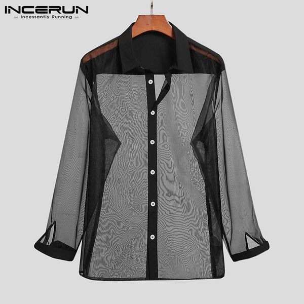 men's casual shirts men shirt mesh patchwork see through streetwear long sleeve camisa masculina lapel fashion party nightclub incerun, White;black
men's casual shirts men shirt mesh patchwork see through streetwear long sleeve camisa masculina lapel fashion party nightclub incerun, White;black