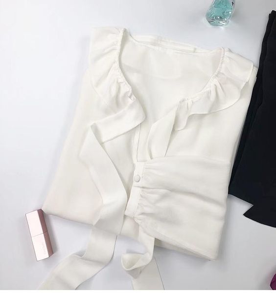 women's blouses & shirts 100% silk women white black shirt bow tie ribbon ruffle neck sweet blouse elegant top
women's blouses & shirts 100% silk women white black shirt bow tie ribbon ruffle neck sweet blouse elegant top