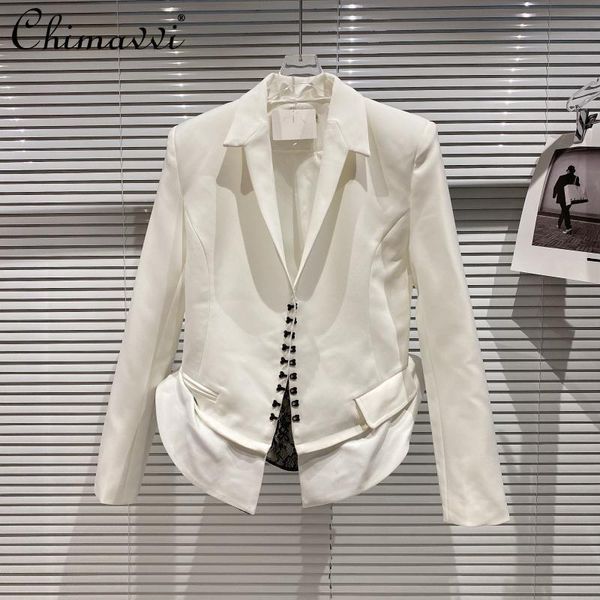 women's suits & blazers 2021 spring elegant socialite waist-tight fashion stitching lace suit short coat long sleeve simple jacket, White;black
women's suits & blazers 2021 spring elegant socialite waist-tight fashion stitching lace suit short coat long sleeve simple jacket, White;black