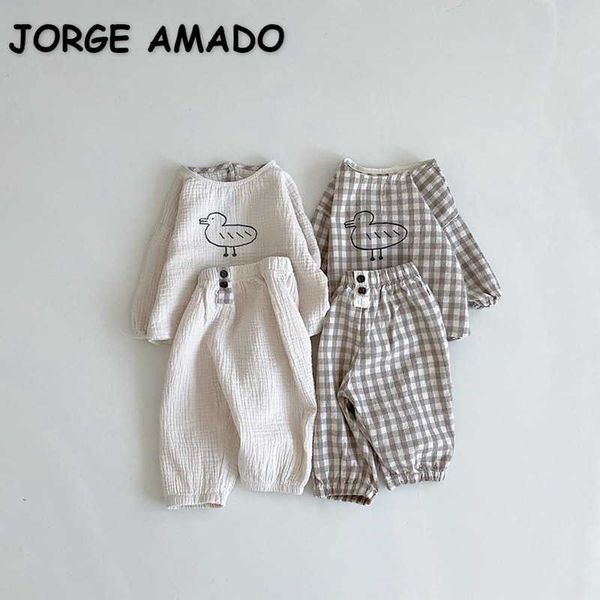 korean style spring baby pajamas 2-pcs sets plaid carton duck home suits sleep wear kids clothes e1301 210610, Blue;red
korean style spring baby pajamas 2-pcs sets plaid carton duck home suits sleep wear kids clothes e1301 210610, Blue;red
