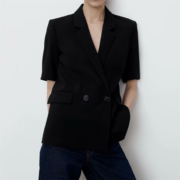 women summer za casual blazers coats short sleeve double breasted female elegant vintage blazer outerwear ww6918 210513, White;black
women summer za casual blazers coats short sleeve double breasted female elegant vintage blazer outerwear ww6918 210513, White;black