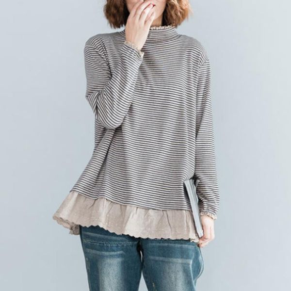women's blouses & shirts zanzea 2021 spring long sleeve shirt tees oversized women lace patchwork blusa turtleneck striped blouse femal, White
women's blouses & shirts zanzea 2021 spring long sleeve shirt tees oversized women lace patchwork blusa turtleneck striped blouse femal, White