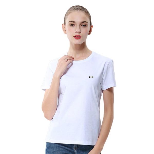 women's 100% cotton summer t-shirt women casual style solid color short-sleeved shirt o-neck logo, White
women's 100% cotton summer t-shirt women casual style solid color short-sleeved shirt o-neck logo, White