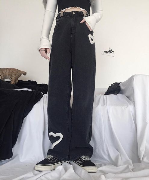 women's jeans for woman high waist black pants girls kwaii cute trouser y2k baggy loose pantalones de mujer, Blue
women's jeans for woman high waist black pants girls kwaii cute trouser y2k baggy loose pantalones de mujer, Blue