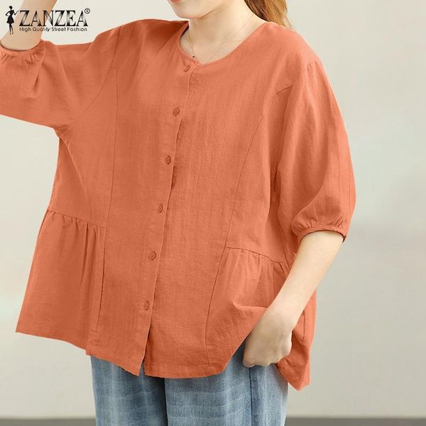 women's blouses & shirts puff sleeve zanzea 2021 vintage solid summer casual blusas female o neck button tunic oversize chemise top, White
women's blouses & shirts puff sleeve zanzea 2021 vintage solid summer casual blusas female o neck button tunic oversize chemise top, White