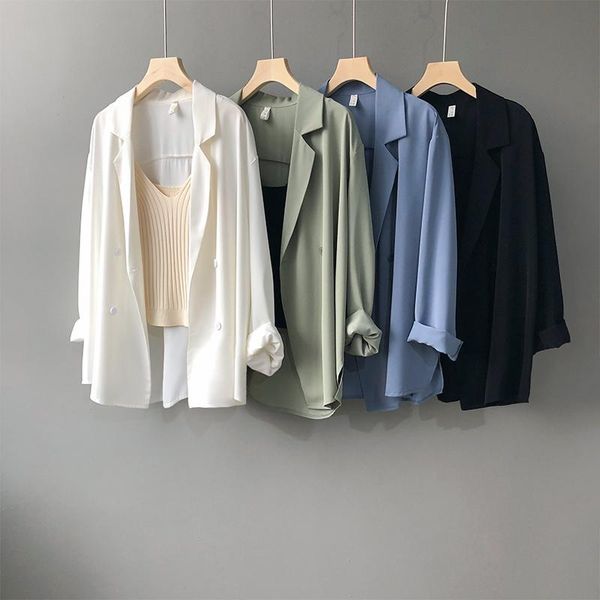 women's suits & blazers thin blazer women white black long sleeve double-breasted jacket coat office ladies loose casual solid
women's suits & blazers thin blazer women white black long sleeve double-breasted jacket coat office ladies loose casual solid