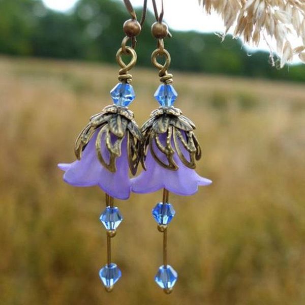 dangle & chandelier woodland earrings - flower earrings, floral purple white boho bohemian jewelry, Silver
dangle & chandelier woodland earrings - flower earrings, floral purple white boho bohemian jewelry, Silver