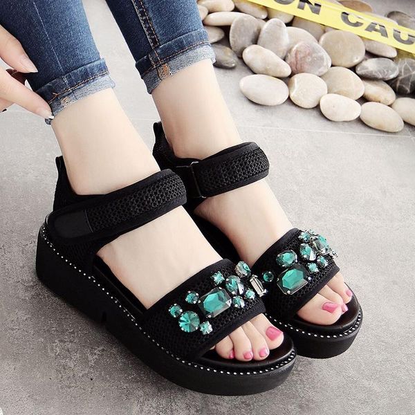 muffin sandals summer 2021 casual korean version of rhinestone wild magic wedge with thick bottom large size, Black
muffin sandals summer 2021 casual korean version of rhinestone wild magic wedge with thick bottom large size, Black