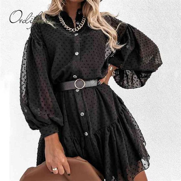 summer polka dot see through short dress women mini long sleeve white black loose tulle 210513, Black;gray
summer polka dot see through short dress women mini long sleeve white black loose tulle 210513, Black;gray