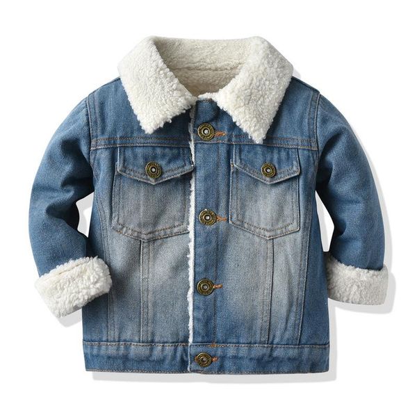 jackets autumn winter kids denim jacket single breasted lapel toddler outerwear girl boy clothing warm plush baby coat children clothes, Blue;gray
jackets autumn winter kids denim jacket single breasted lapel toddler outerwear girl boy clothing warm plush baby coat children clothes, Blue;gray
