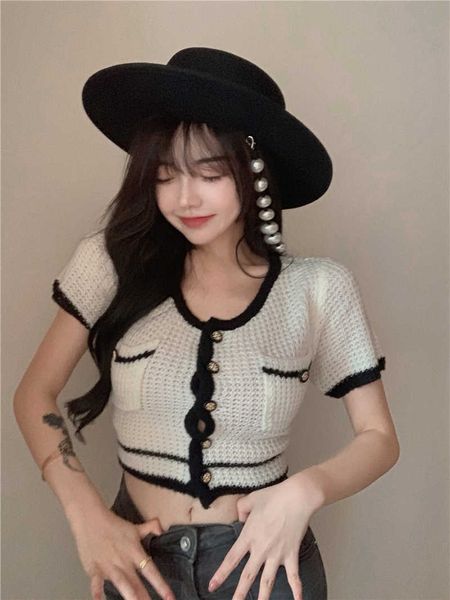 white o neck short sleeve crop thin summer knit cardigan jacket hollow out sweater jumpers contrast shirts 210610
white o neck short sleeve crop thin summer knit cardigan jacket hollow out sweater jumpers contrast shirts 210610