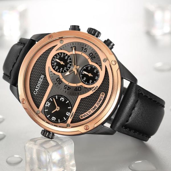 wristwatches cadisen men quartz watch watches big design dual time zone casual military waterproof wristwatch relogio masculino, Slivery;brown 
wristwatches cadisen men quartz watch watches big design dual time zone casual military waterproof wristwatch relogio masculino, Slivery;brown
