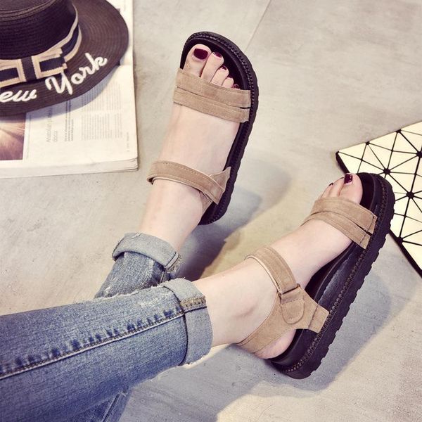 peep toe front rear strap flat platform with women sandals summer solid basic shoes hook loop, Black
peep toe front rear strap flat platform with women sandals summer solid basic shoes hook loop, Black