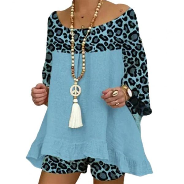 women's tracksuits plus size summer women outfit casual leopard print 3/4 sleeve patchwork o neck loose t-shirt shorts short sets, Gray
women's tracksuits plus size summer women outfit casual leopard print 3/4 sleeve patchwork o neck loose t-shirt shorts short sets, Gray
