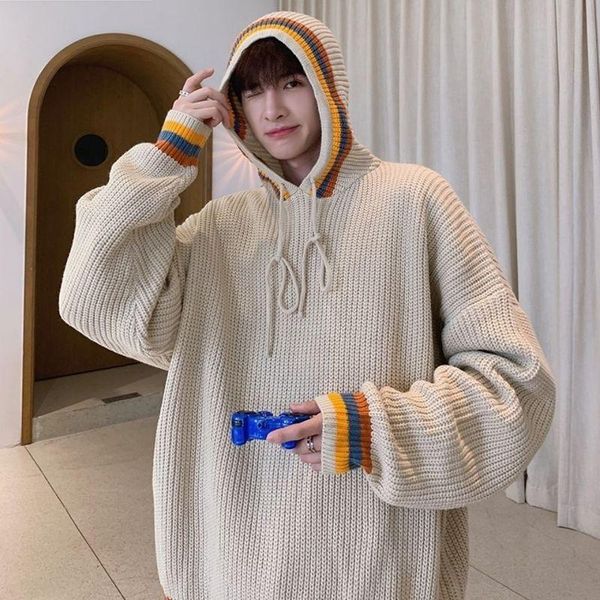 men's sweaters hooded sweater men autumn-winter korean fashion trend lethargic knit clothes couple loose hong-kong style contrast pullo, White;black
men's sweaters hooded sweater men autumn-winter korean fashion trend lethargic knit clothes couple loose hong-kong style contrast pullo, White;black