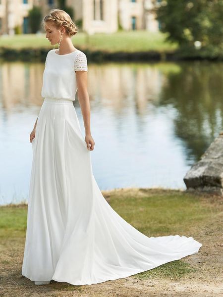 other wedding dresses boho short sleeves dress open back lace bohemian beach summer a line soft chiffon plus size bridal gown custom made, White
other wedding dresses boho short sleeves dress open back lace bohemian beach summer a line soft chiffon plus size bridal gown custom made, White