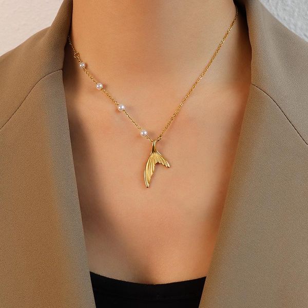 chains vintage gold color pearl necklace for women elegant clavicle chain fish tail pendant choker collar jewelry, Silver
chains vintage gold color pearl necklace for women elegant clavicle chain fish tail pendant choker collar jewelry, Silver