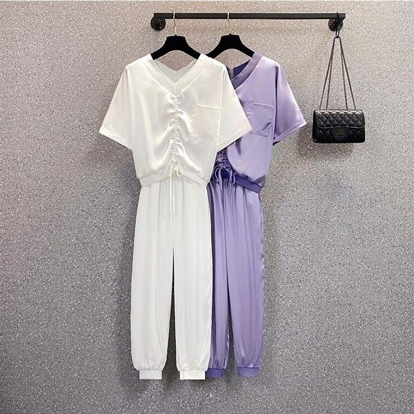 women's two piece pants summer suit matching sets solid color 2 set and purple wholesale clothing women casual sports, White
women's two piece pants summer suit matching sets solid color 2 set and purple wholesale clothing women casual sports, White