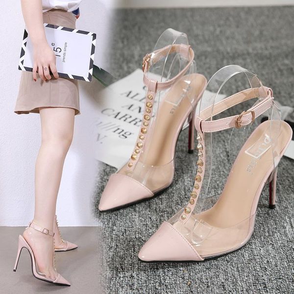 summer women pumps fashion rivet mix color t-strap thin heels clear pvc ankle strap party dress stiletto sandals, Black
summer women pumps fashion rivet mix color t-strap thin heels clear pvc ankle strap party dress stiletto sandals, Black